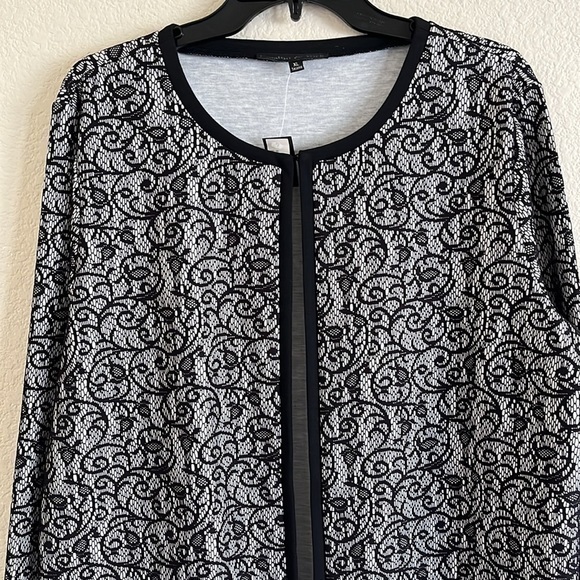 Preston York White Overlay Open Cardigan Black Candace Knit XL Formal Cocktail - Picture 8 of 12